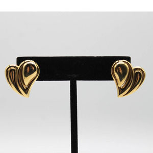 Vintage 14K Italian Gold Heart Earrings Signed UnoAerre Brev Estate Jewelry
